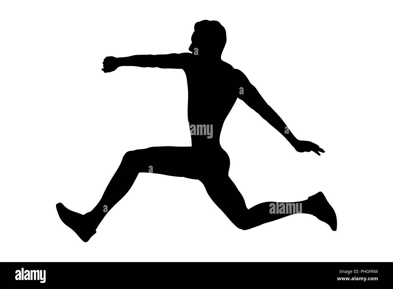 triple jump man athlete jumper black silhouette Stock Photo