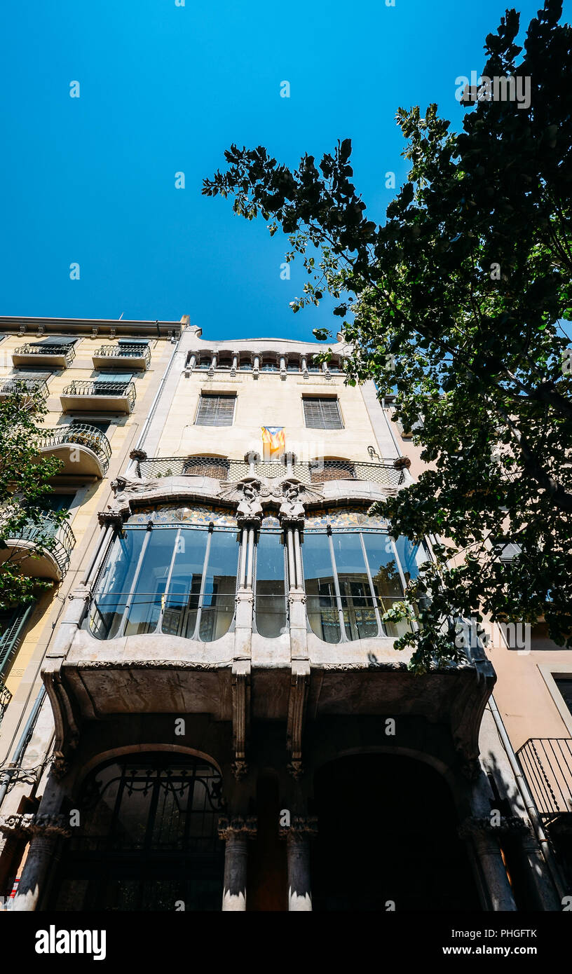 Girona, Spain - July 9, 2018: Gaudi style Catalan Modernism in the historic centre of Girona Stock Photo