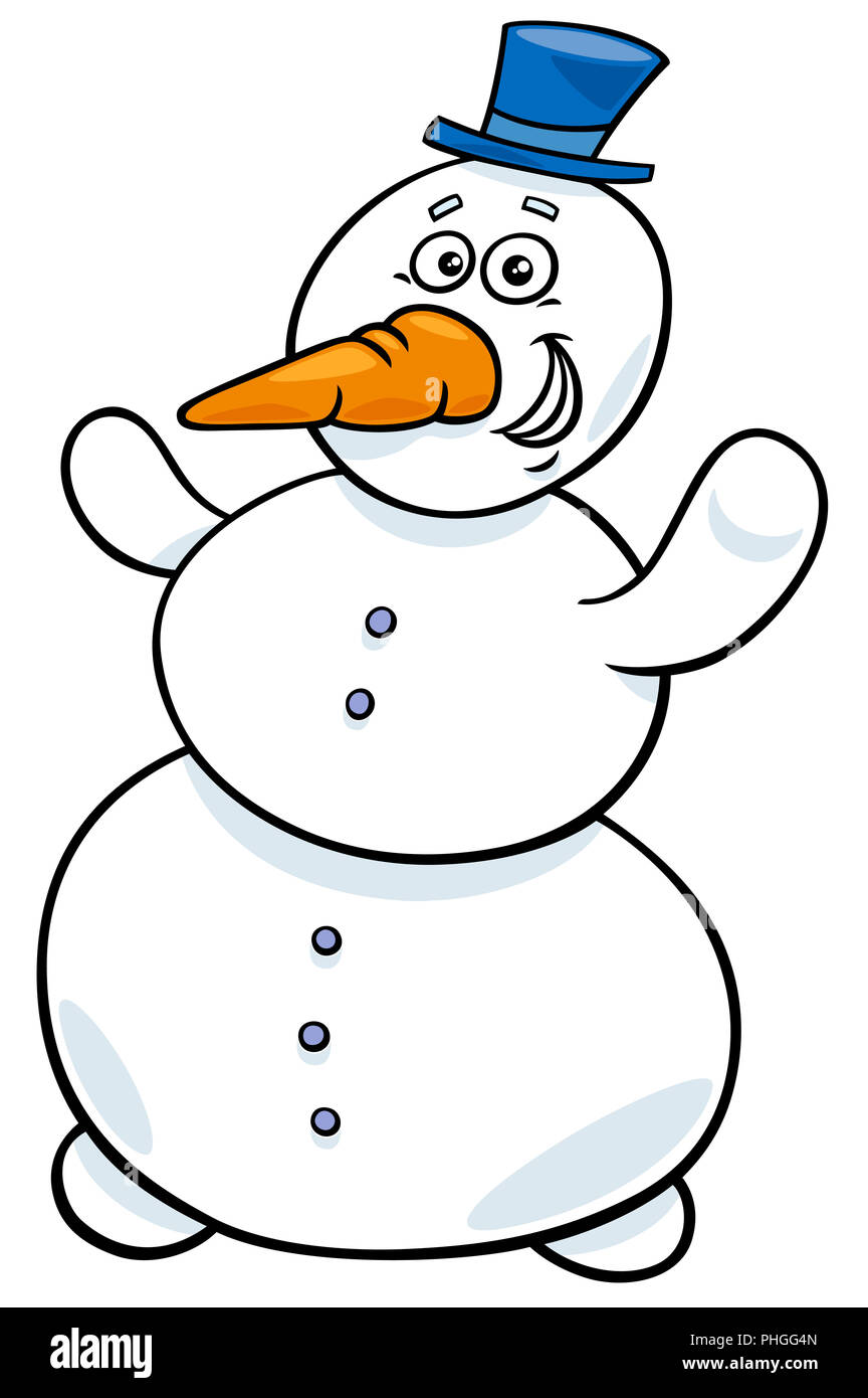 happy snowman character cartoon illustration Stock Photo - Alamy