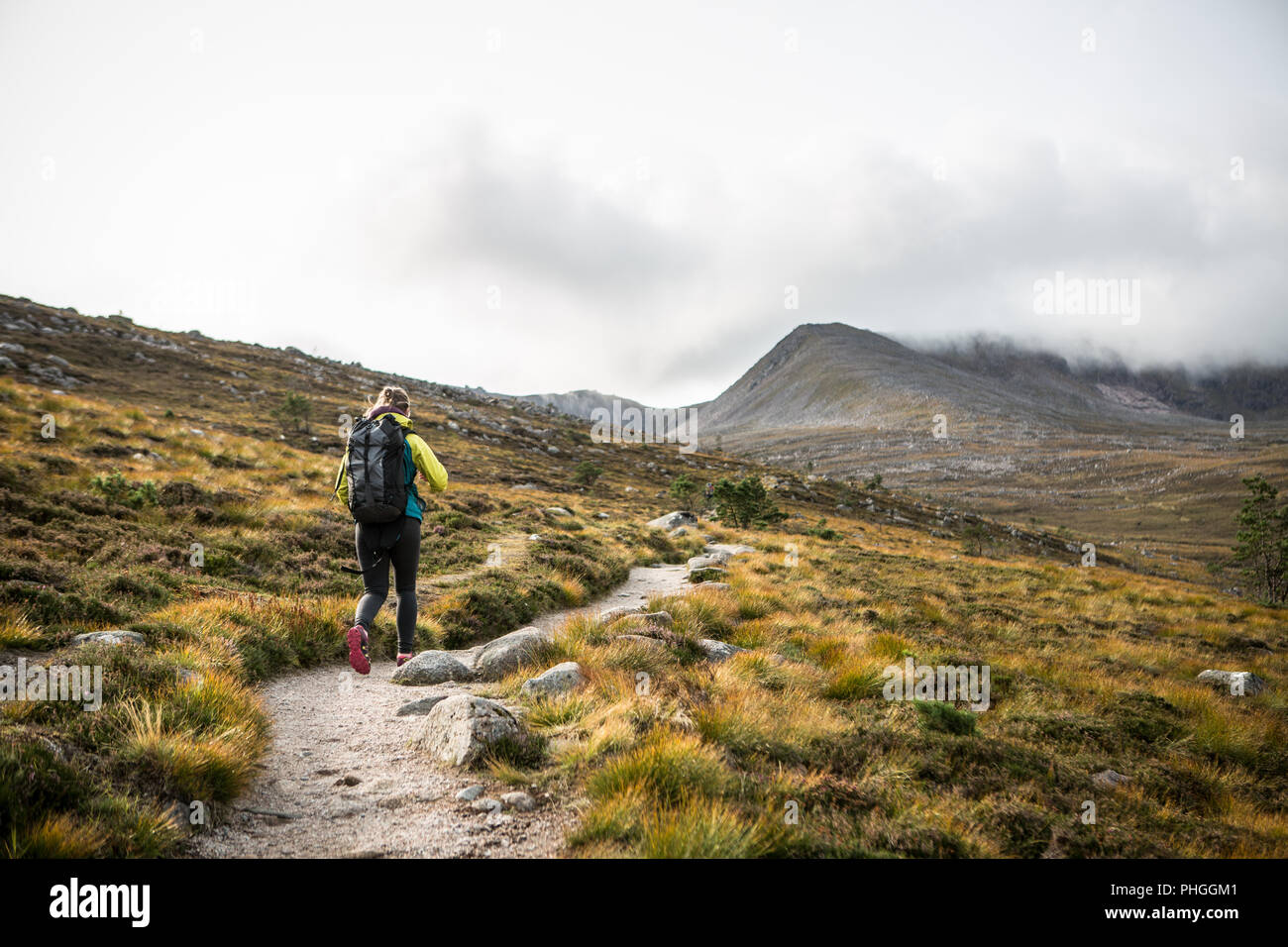 Walk With Rucksack Woman Walking with rucksack, Cairngorms, Scotland Stock Photo - Alamy