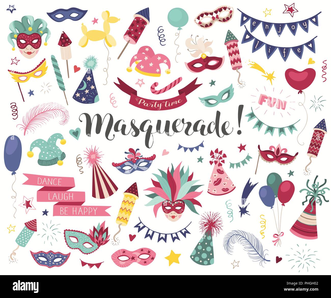 carnival doodle set Stock Vector