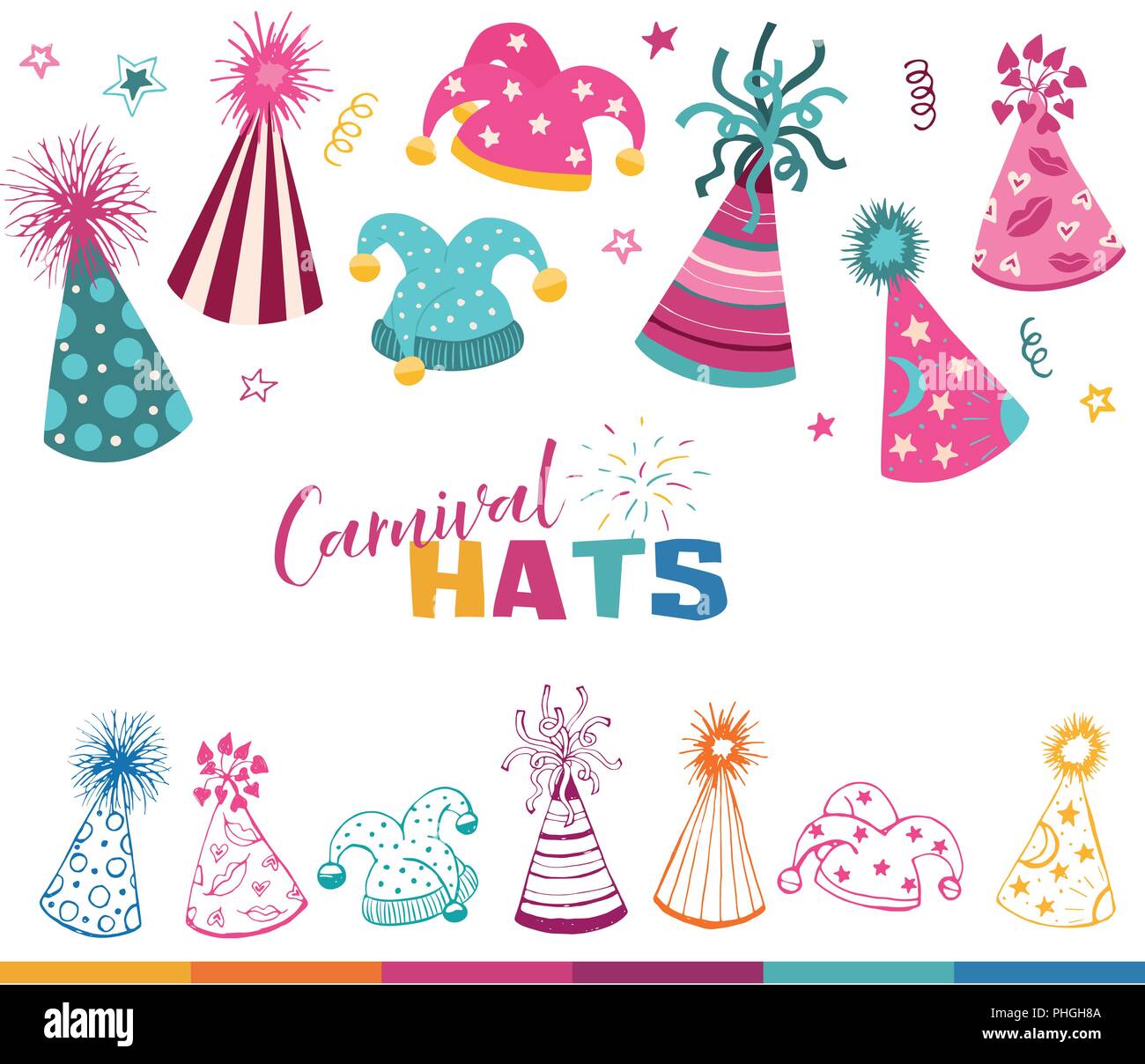 carnival hats set Stock Vector