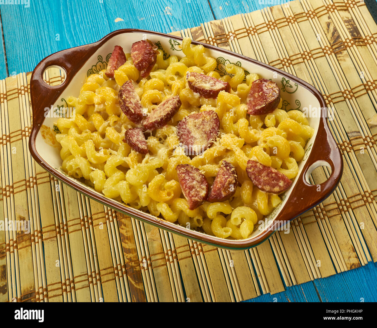 Spanish Pasta With Chorizo Stock Photo Alamy