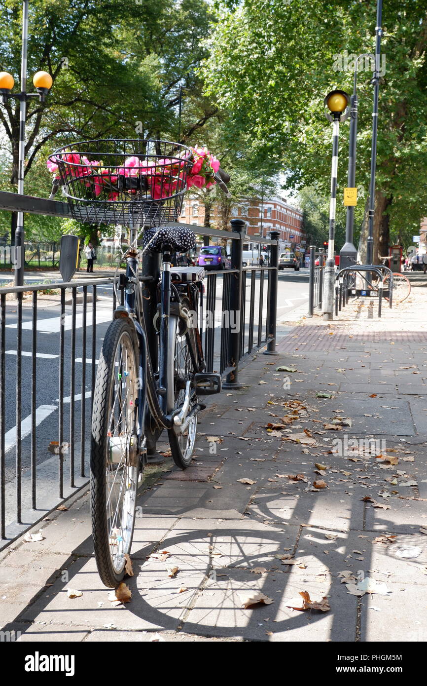 Bicycle at zebra crossing, Chiswick High Street (London, UK) Stock Photo