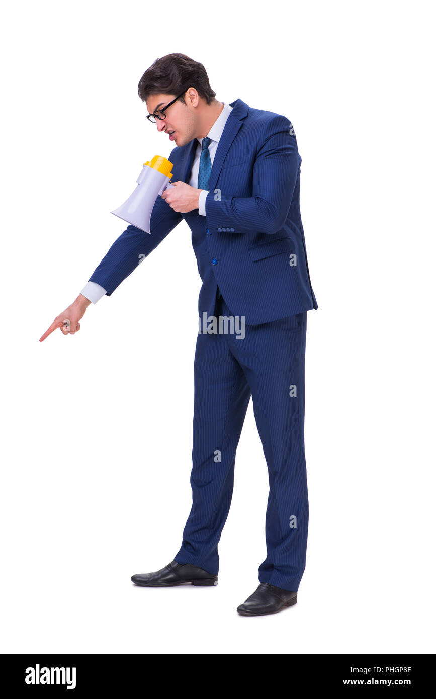 Businessman isolated on the white background Stock Photo - Alamy