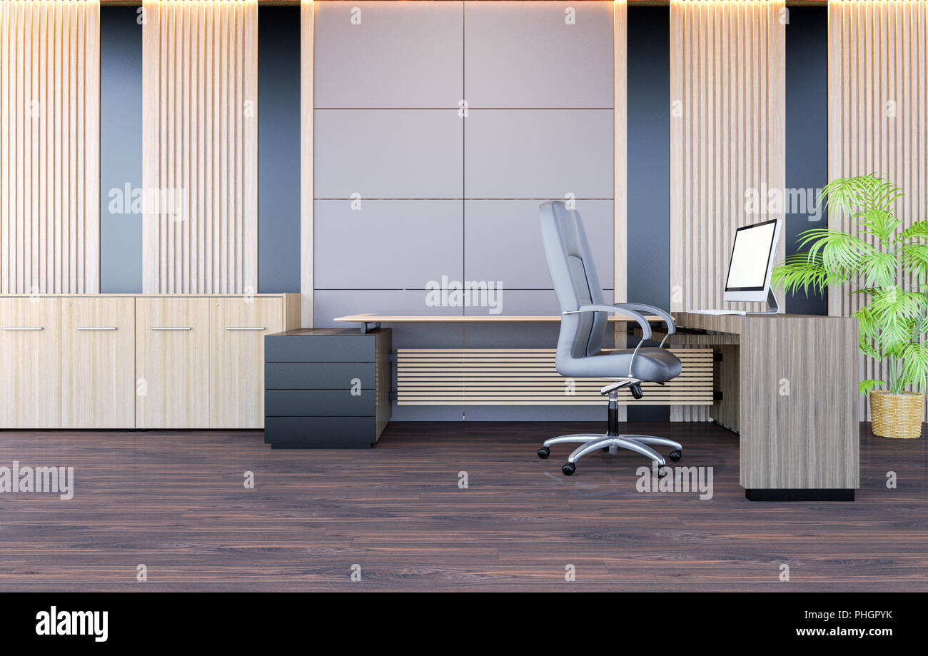 Modern office working room interior, 3D rendering Stock Photo
