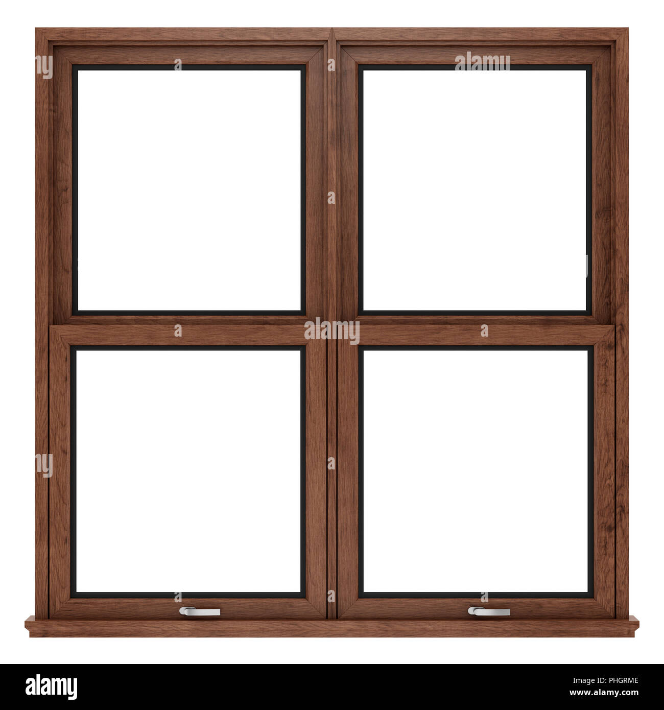 brown wooden window isolated on white background Stock Photo - Alamy