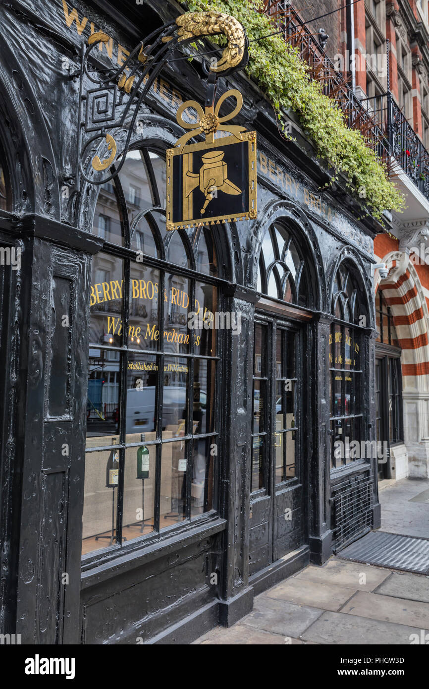 Berry Bros. & Rudd, wine shop since 1698, St James's Street, London