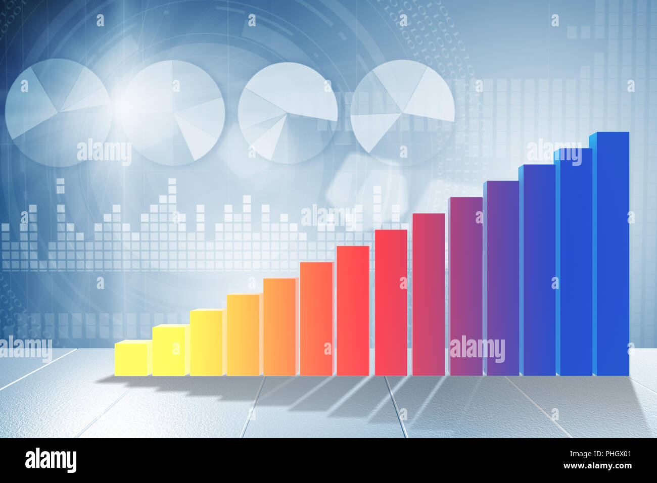 Growing bar charts in economic recovery concept - 3d rendering Stock ...