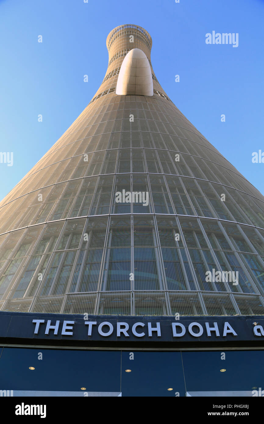 Aspire Tower in Doha, Qatar Stock Photo