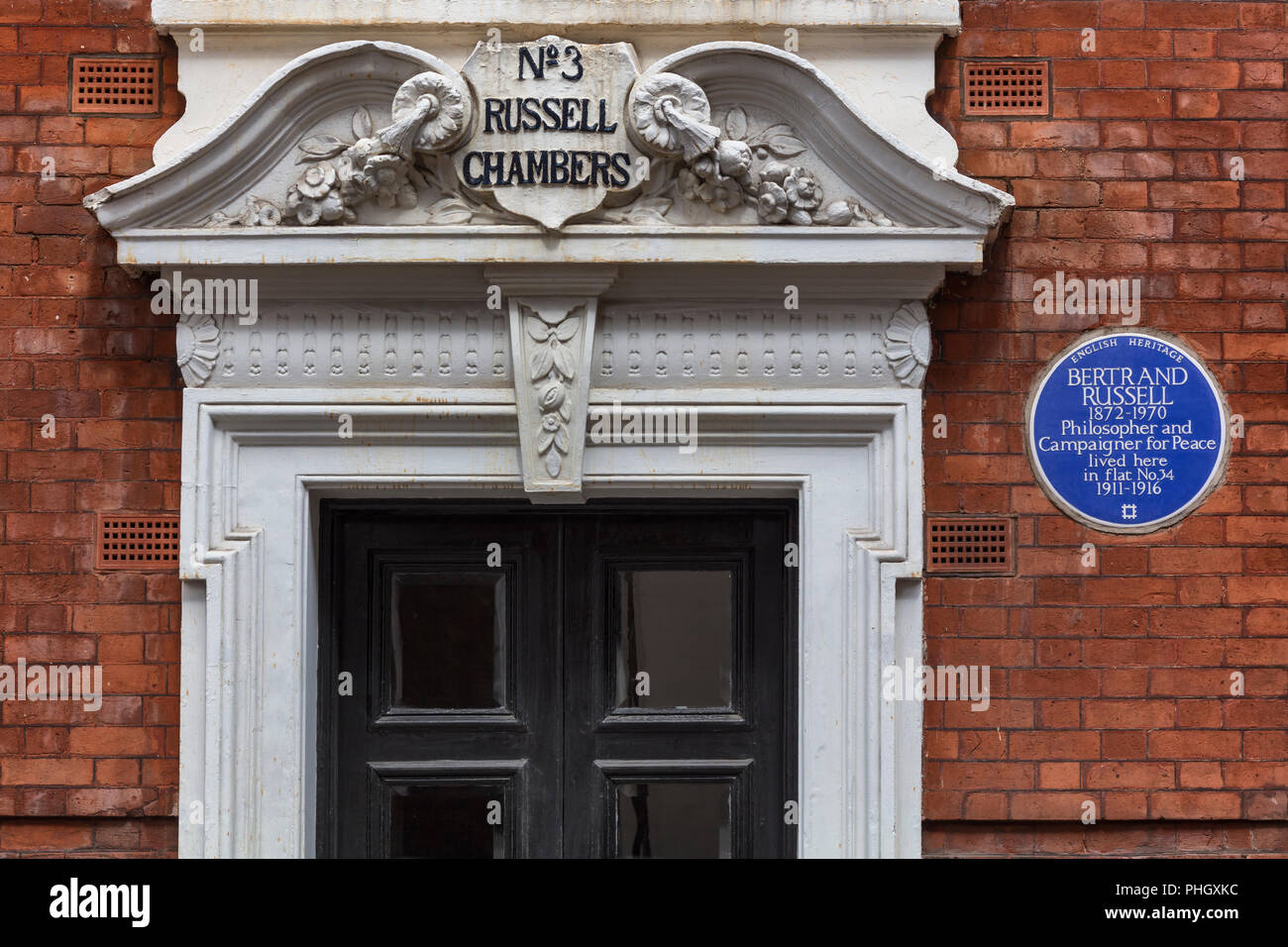 Bertrand Russel house, Russel chambers, Holborn, London, England, UK Stock Photo
