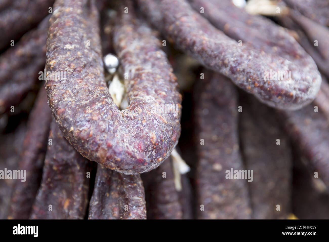Dried salami sausages Stock Photo Alamy