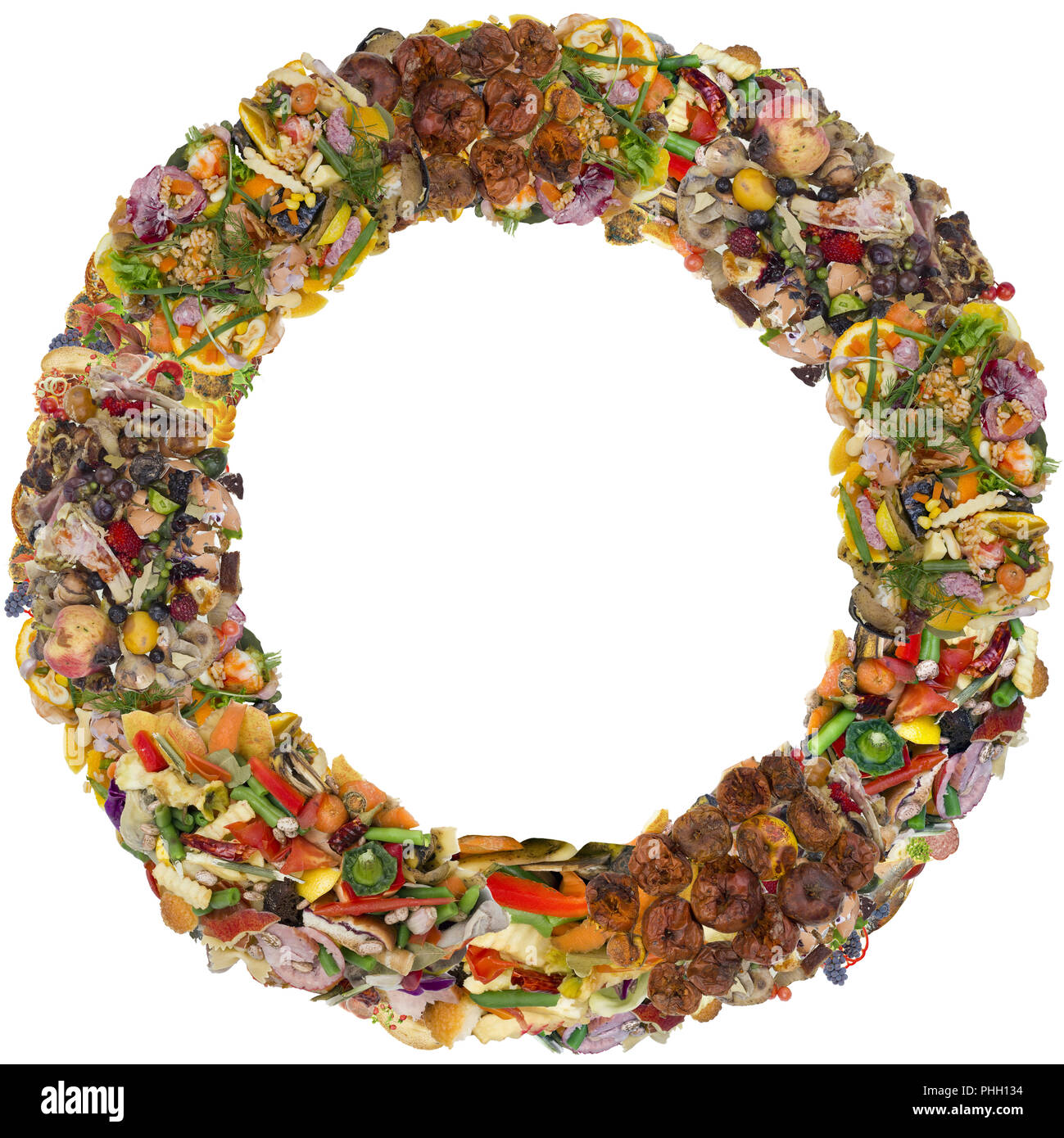 Rotten  food round frame Stock Photo