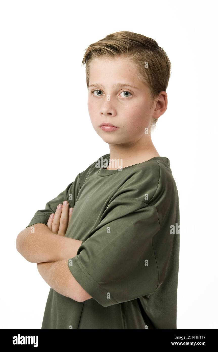 self confident teenager side on white Stock Photo