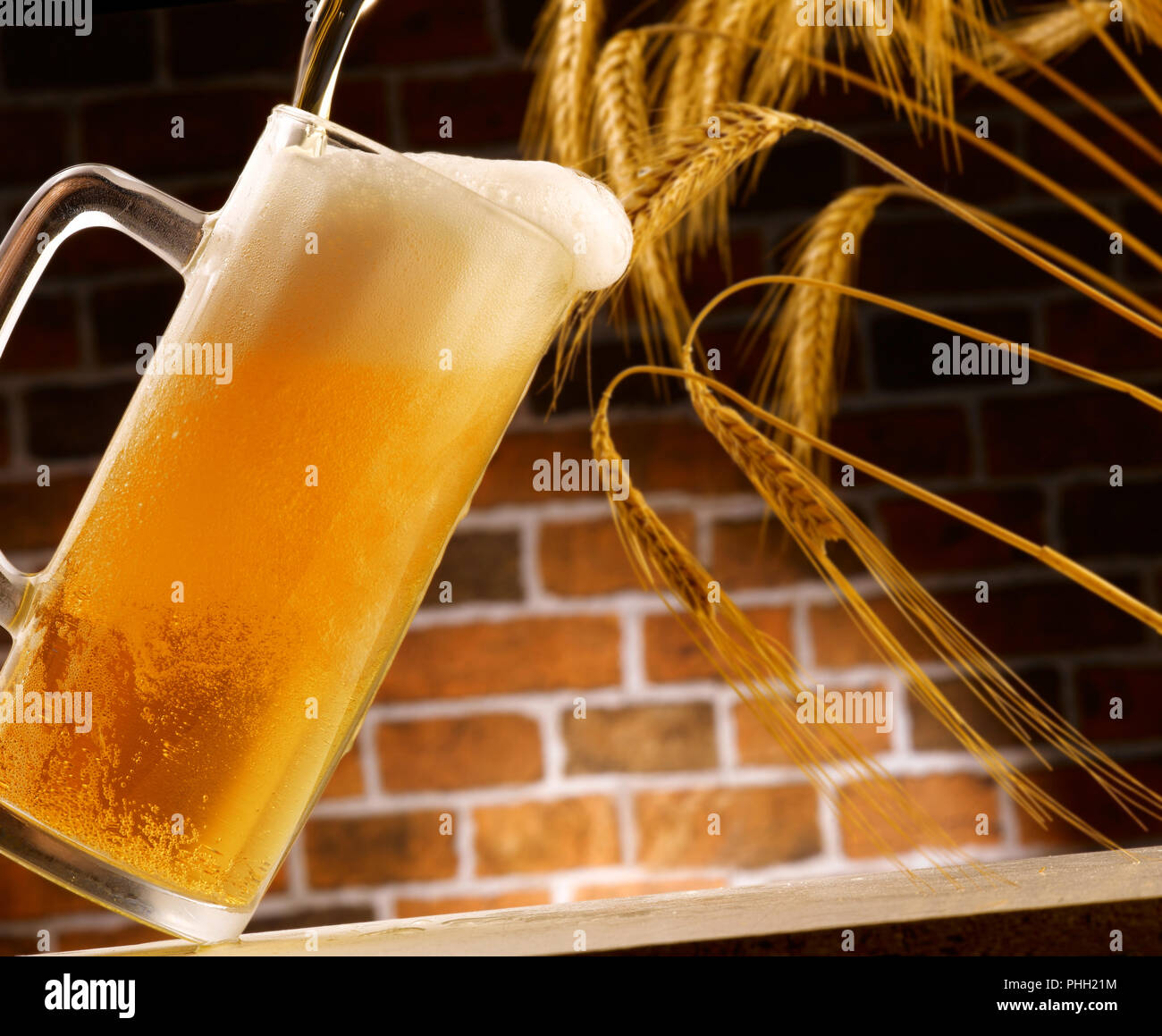 beer in mug, rustic setting from small cellar Stock Photo Alamy