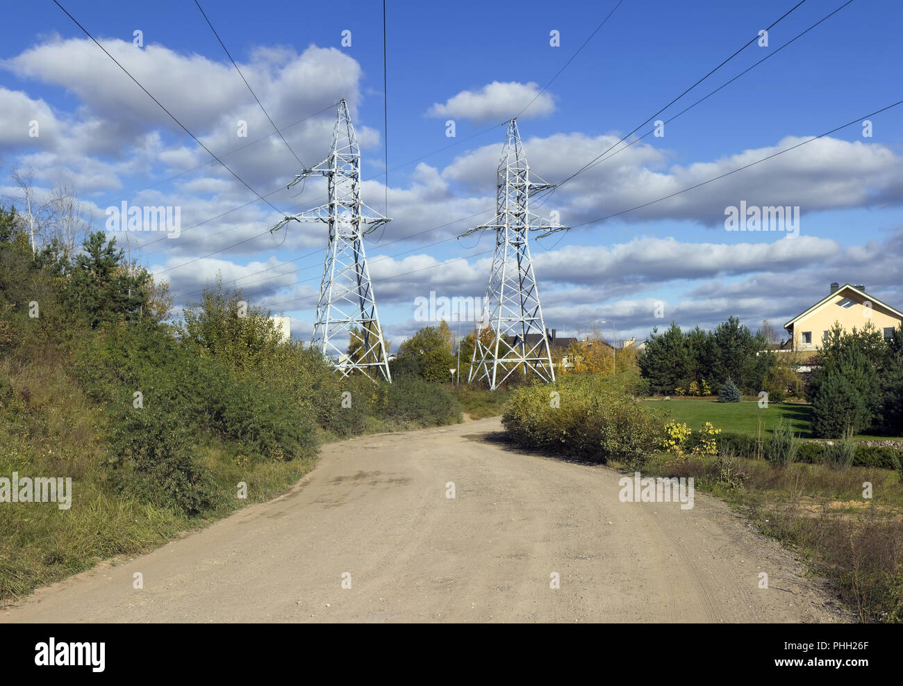 High-voltage lines of electric current Stock Photo