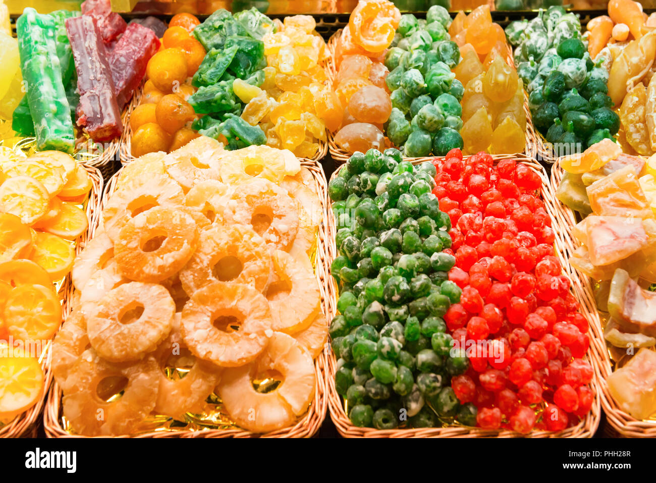 Piles of sweet candy fruits Stock Photo Alamy