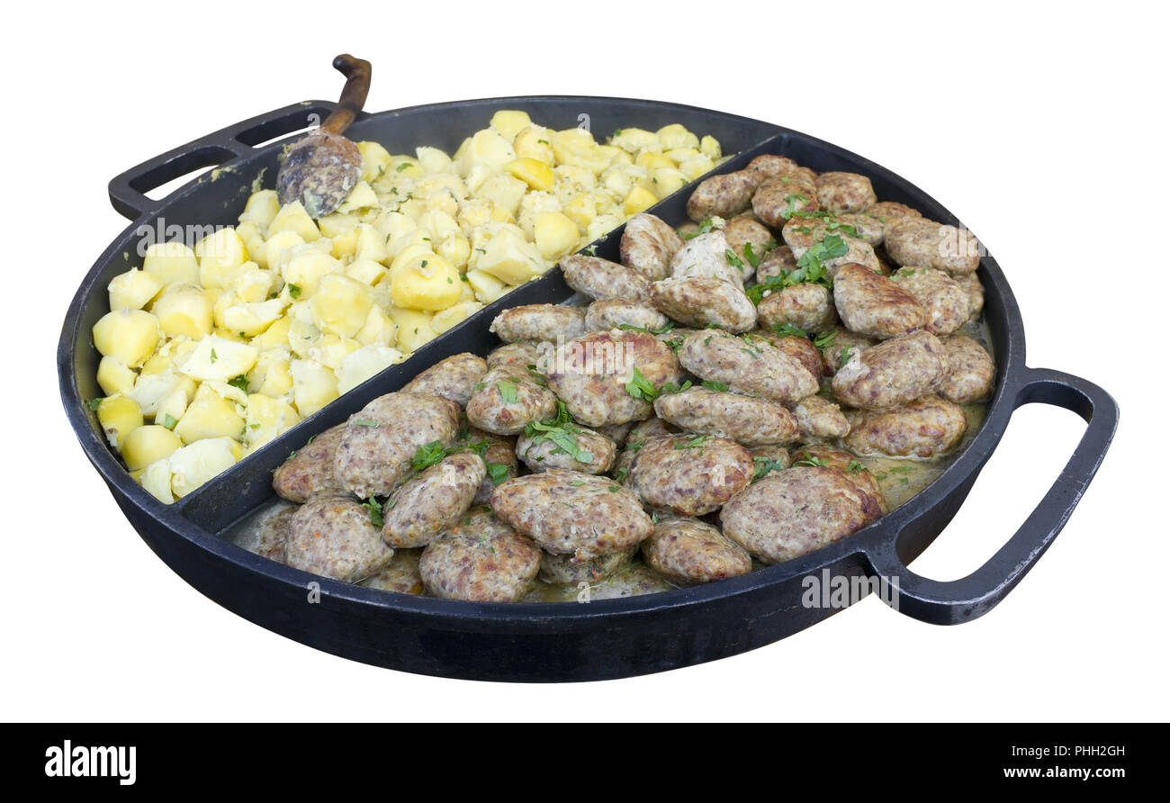 Schnitzels and boiled potatoes Stock Photo