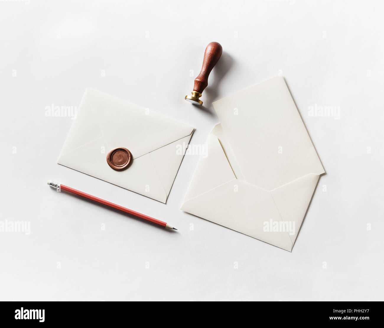 Envelope, stamp, pencil Stock Photo Alamy