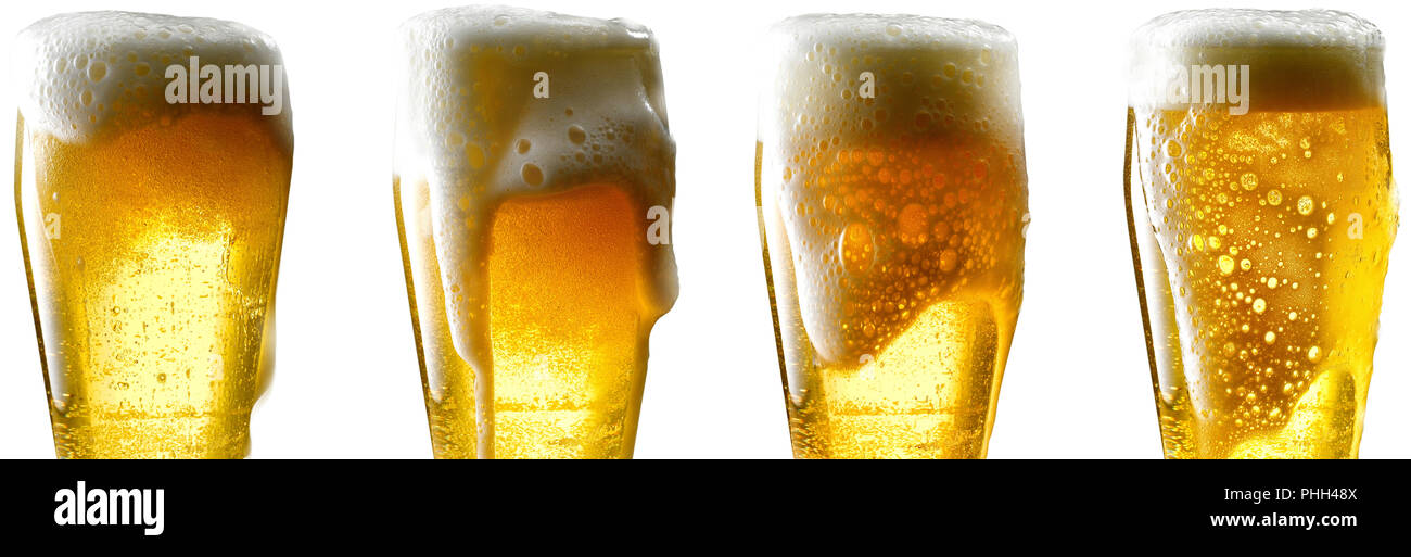 mugs of foamy beer on isolated background Stock Photo Alamy
