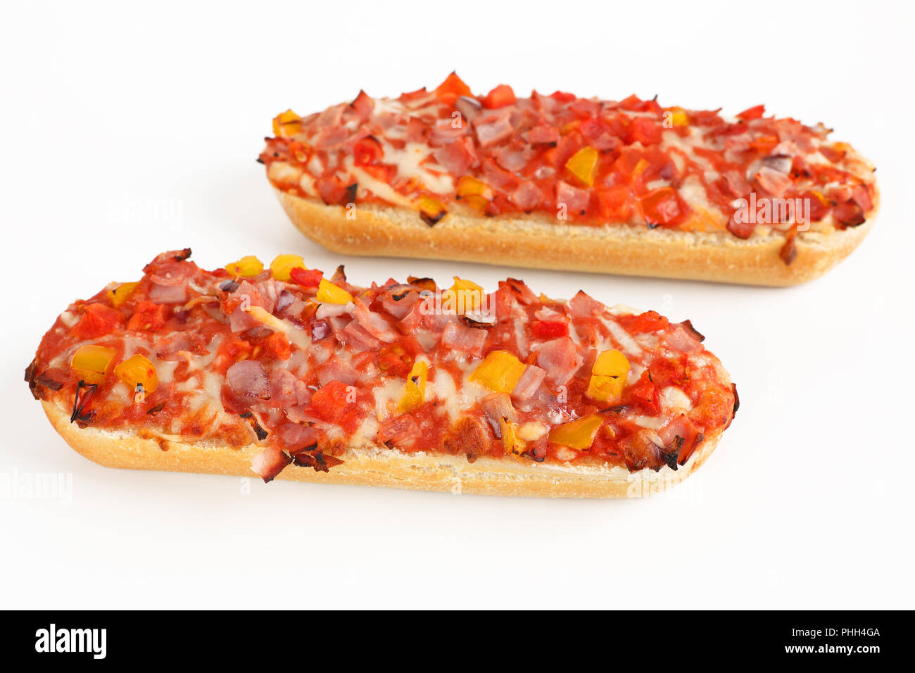 pizza baguette with ham Stock Photo