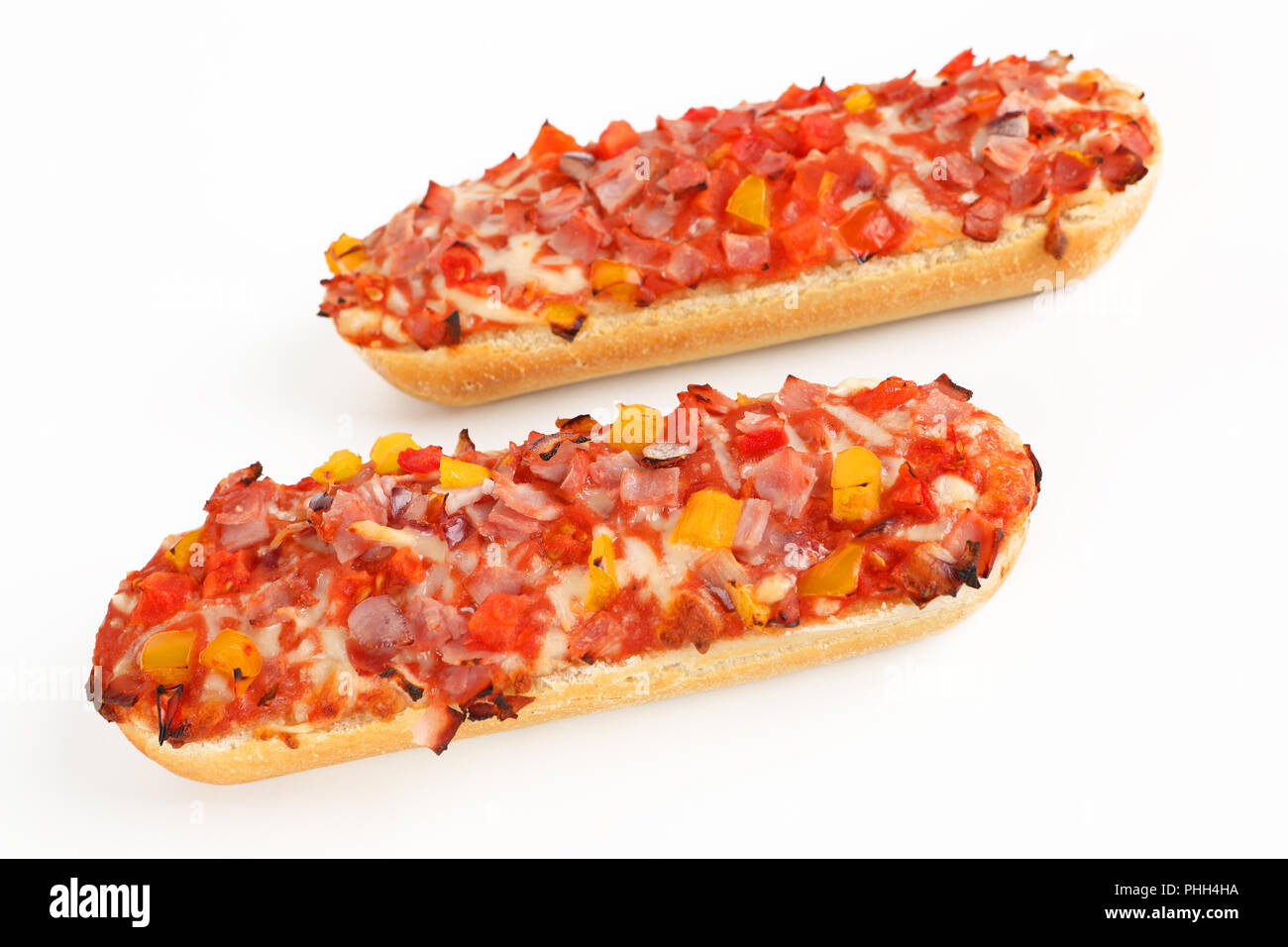 pizza baguette with ham Stock Photo