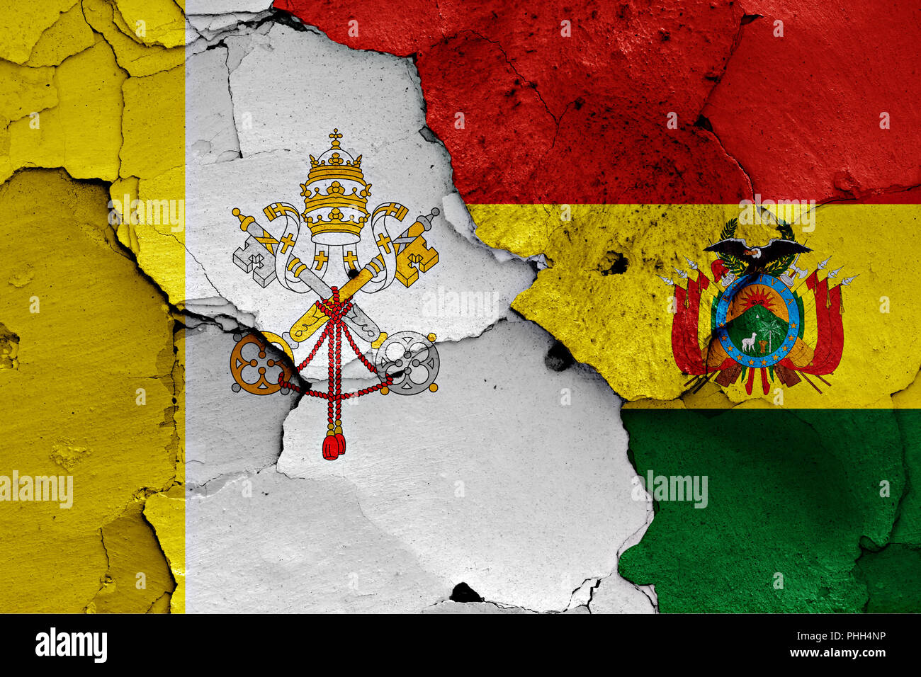 flag of Vatican and Bolivia painted on cracked wall Stock Photo - Alamy