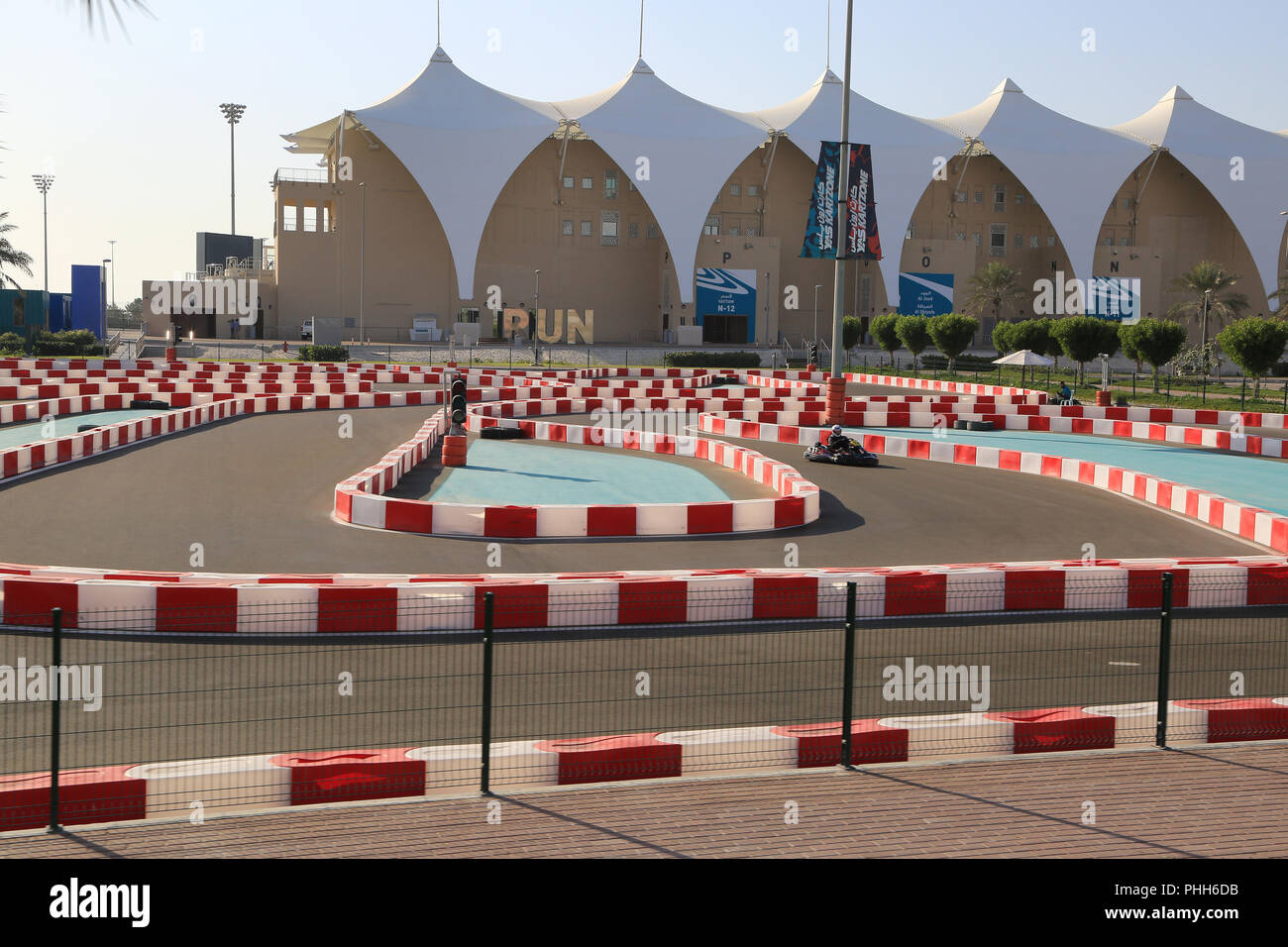 Abu Dhabi, racing track in the Yas Kartzone Stock Photo
