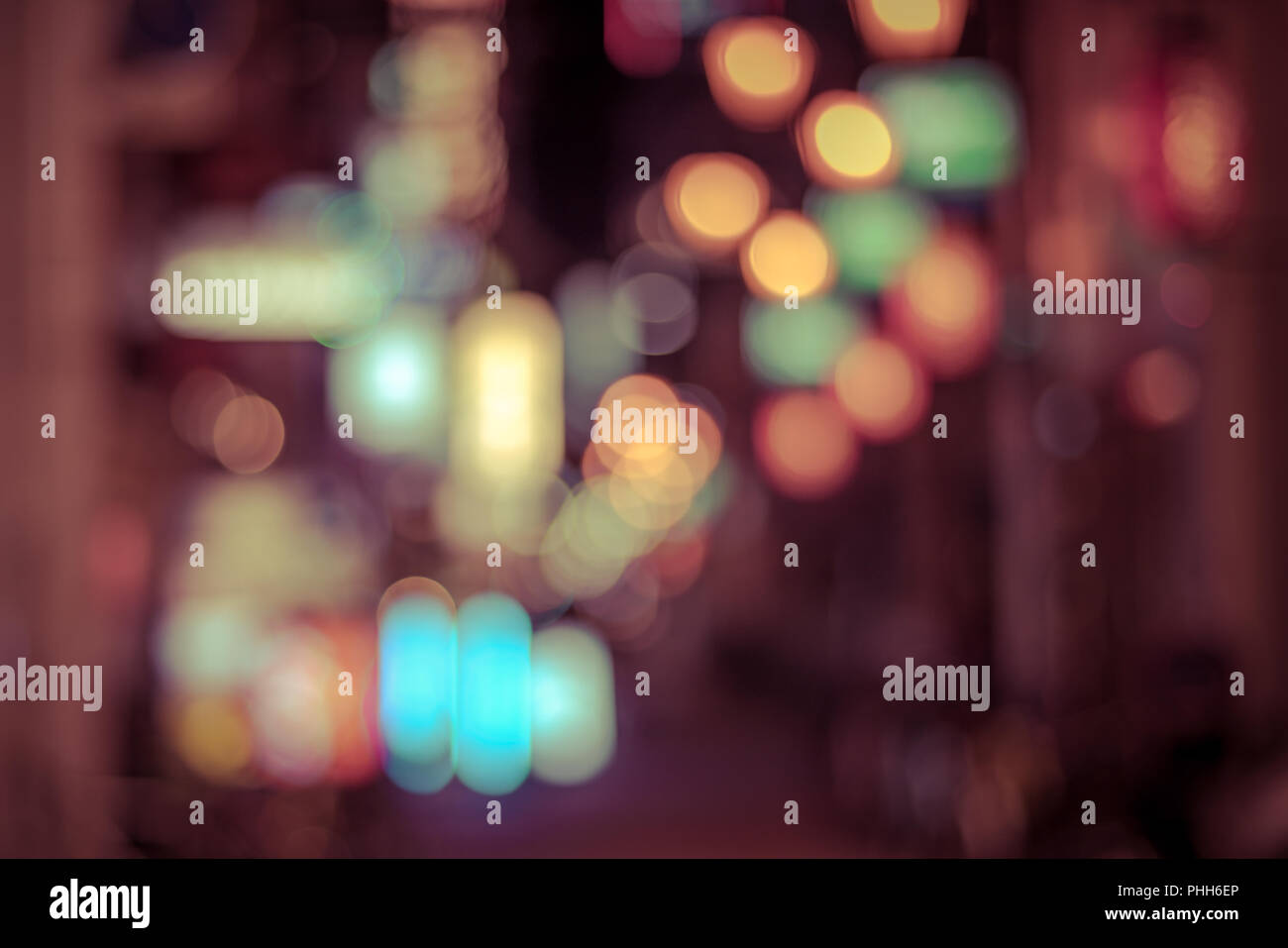 Big city lights bokeh background Stock Photo