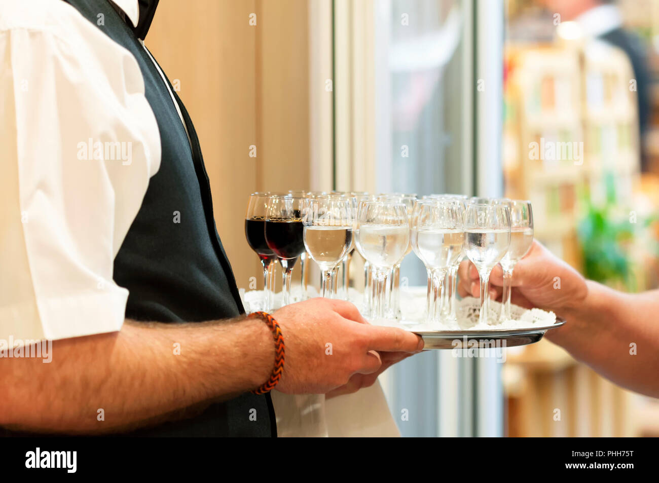 Beverage serving at wedding Stock Photo