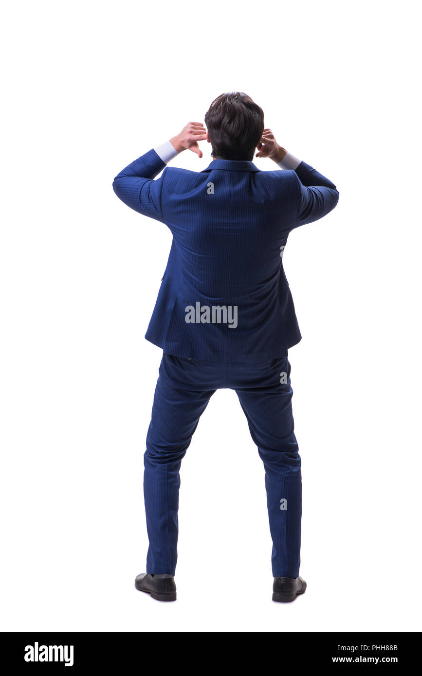 Businessman isolated on the white background Stock Photo - Alamy