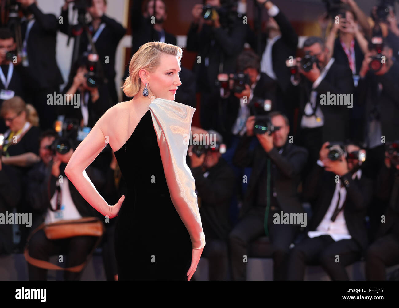 Venice, Italy. 1st Sep, 2018. Actress Cate Blanchett attends the premiere of the film 'Suspiria' during the 75th Venice International Film Festival in Venice, Italy, Sept. 1, 2018. Credit: Cheng Tingting/Xinhua/Alamy Live News Stock Photo