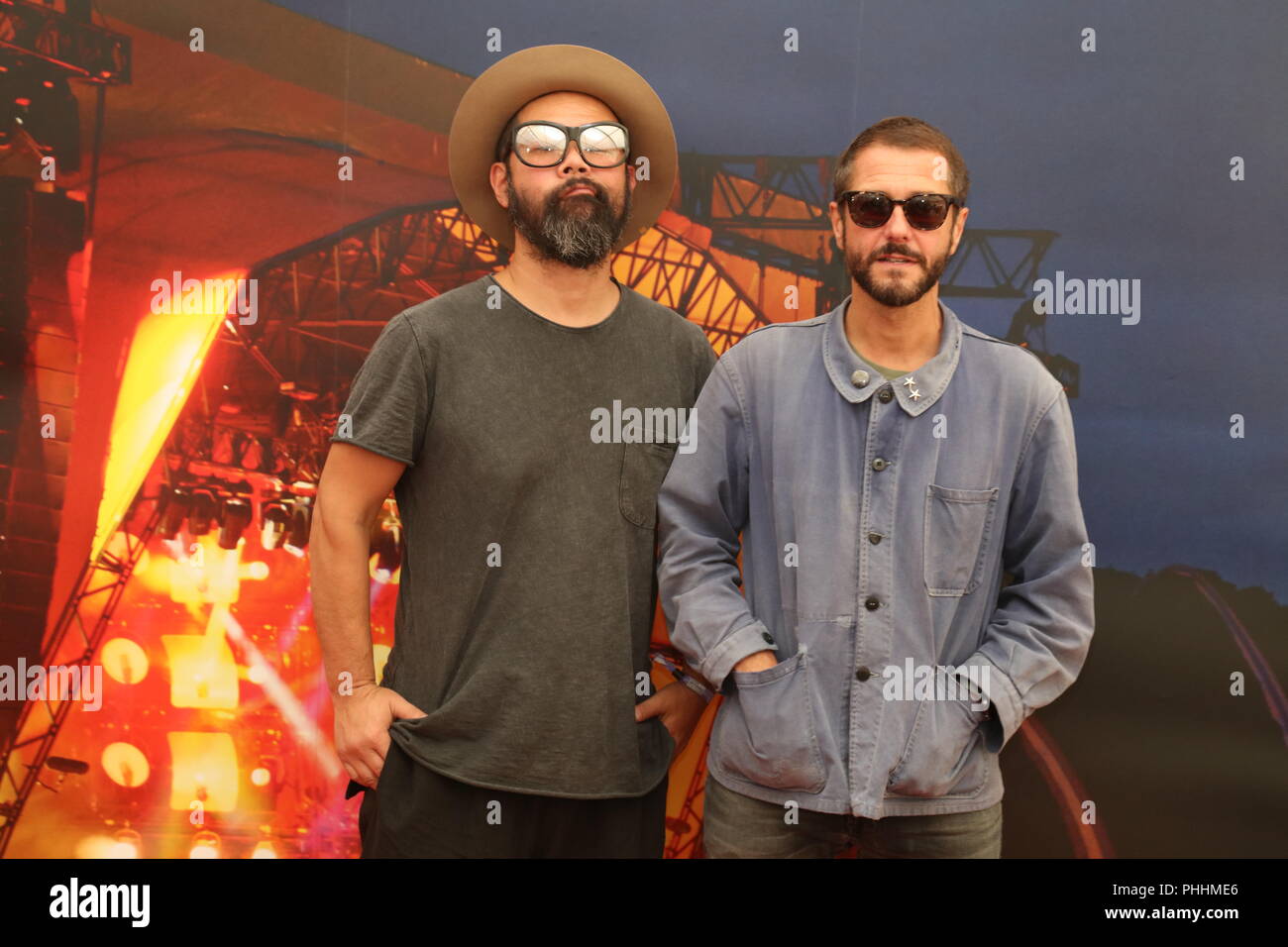 Knebworth Park, Hertfordshire, UK. 1st September, 2018. Feeder backstage at the first ever Cool