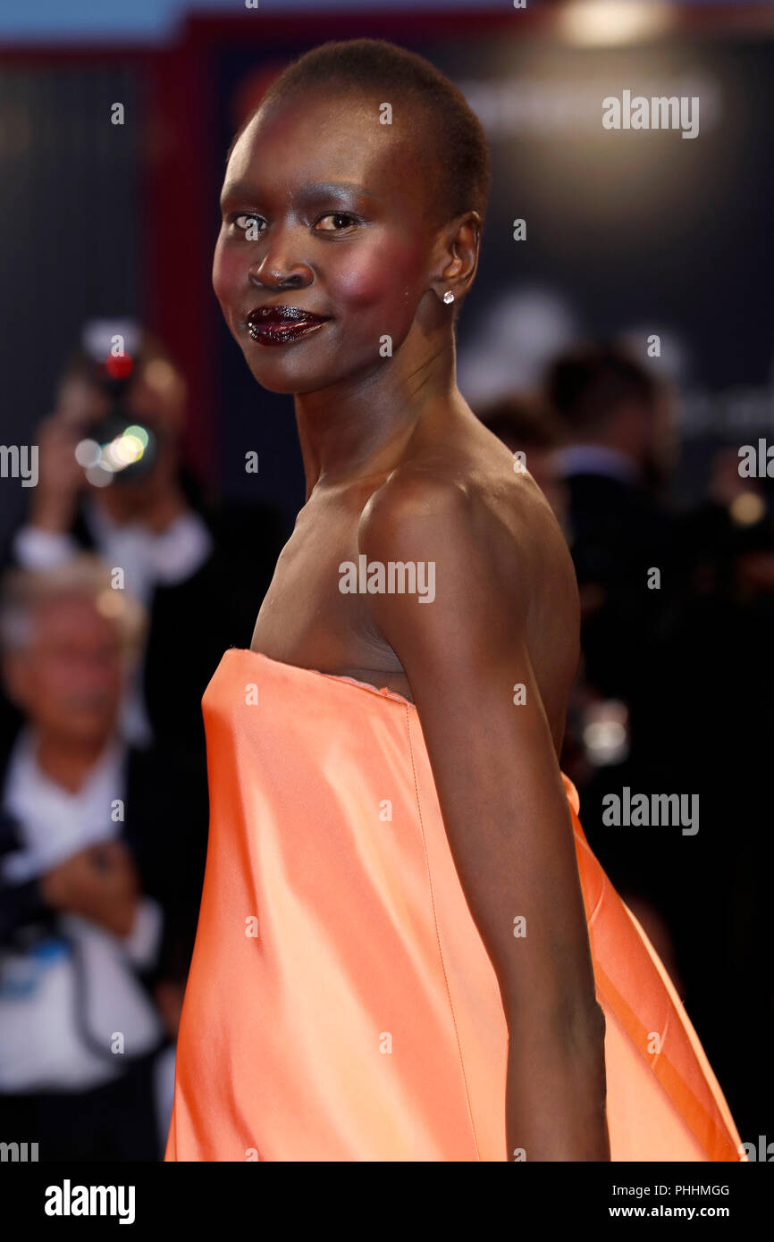 Venice, Italy. 01st Sep, 2018. Alek Wek arrives at the 'Suspiria' premiere during the 75th Venice Film Festival at the Palazzo del Casino on September 01, 2018 in Venice, Italy. Credit: John Rasimus/Media Punch/Alamy Live News Stock Photo
