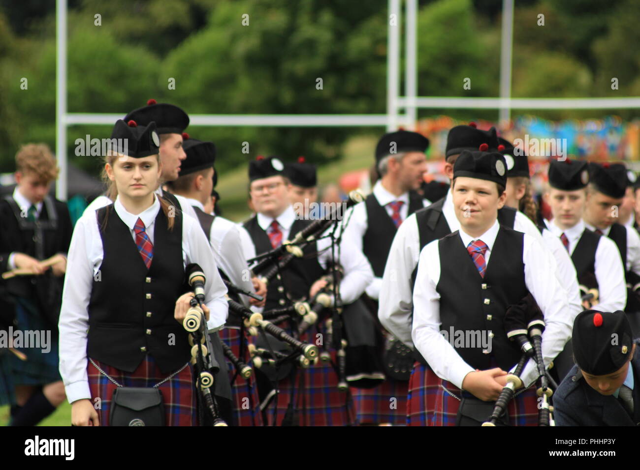 Highland Games, March Past & Prizegiving. 1st September 2018, Hay Lodge Park Peebles, Scotland, United Kingdom Stock Photo