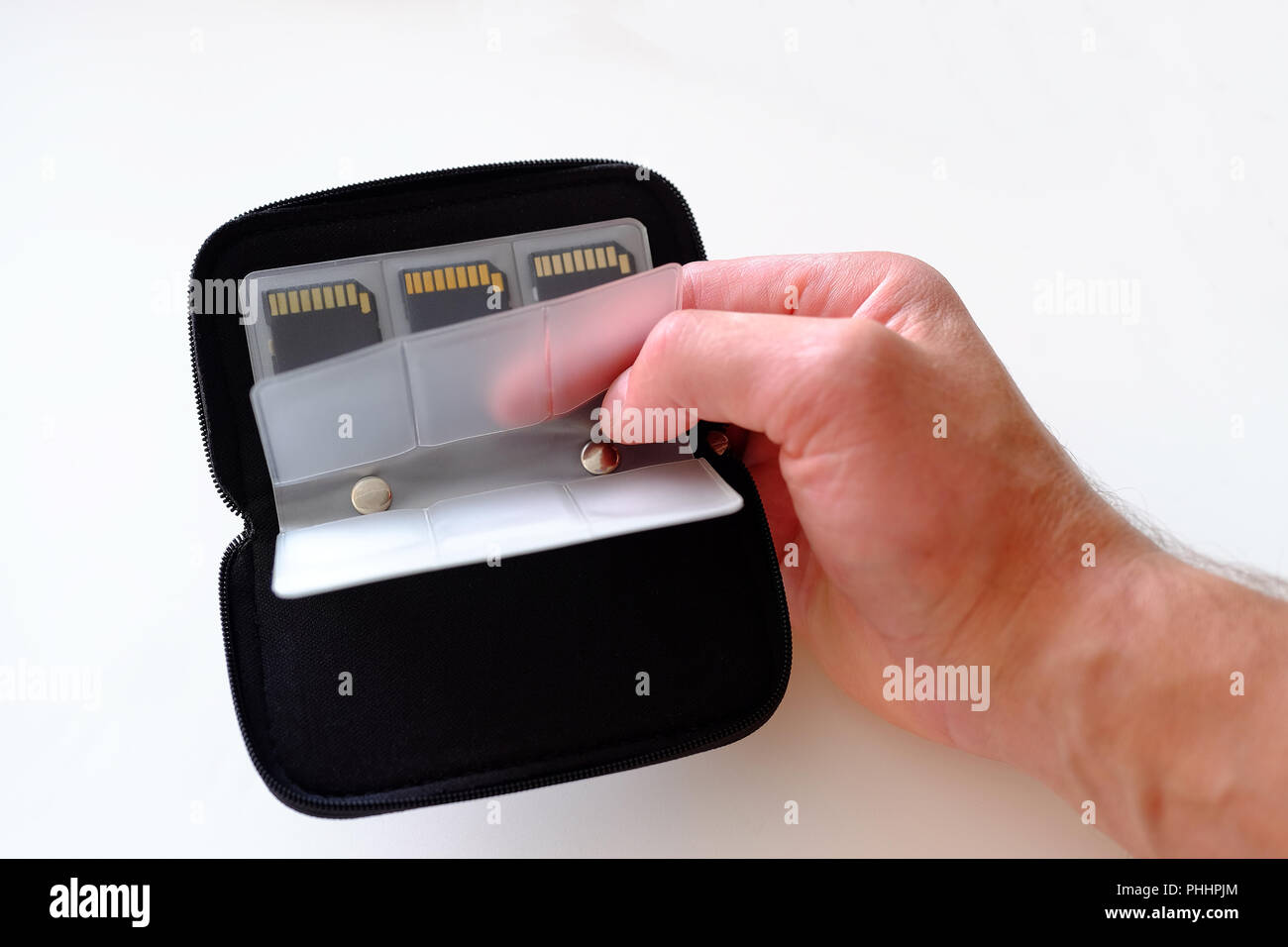 Flash card storage box. Small bag to carry your memory cards Stock