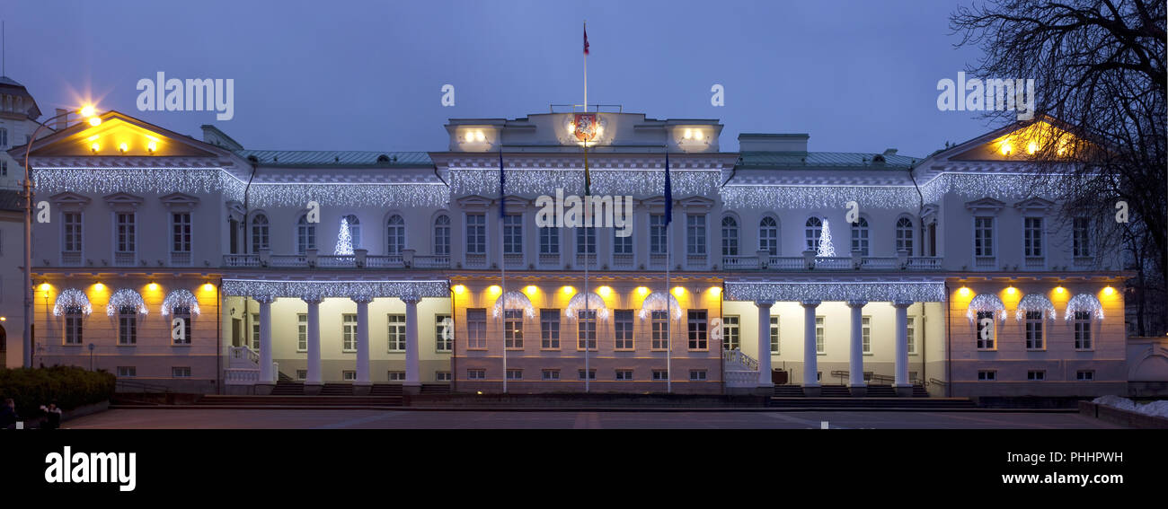 Palace of the president  and New Years lights Stock Photo