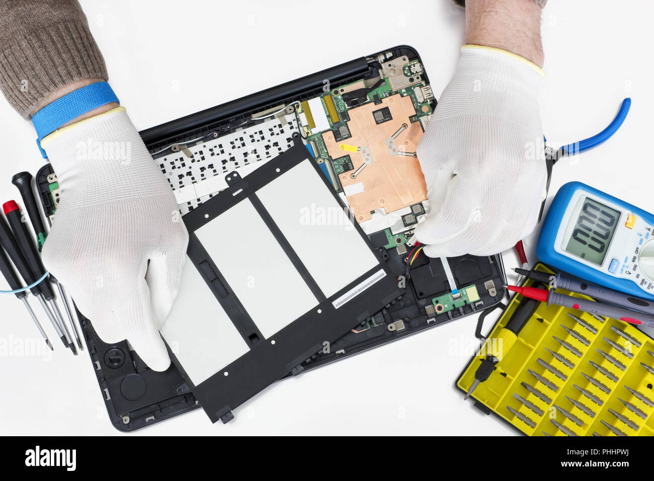 Repair of the  modern notebook computer Stock Photo