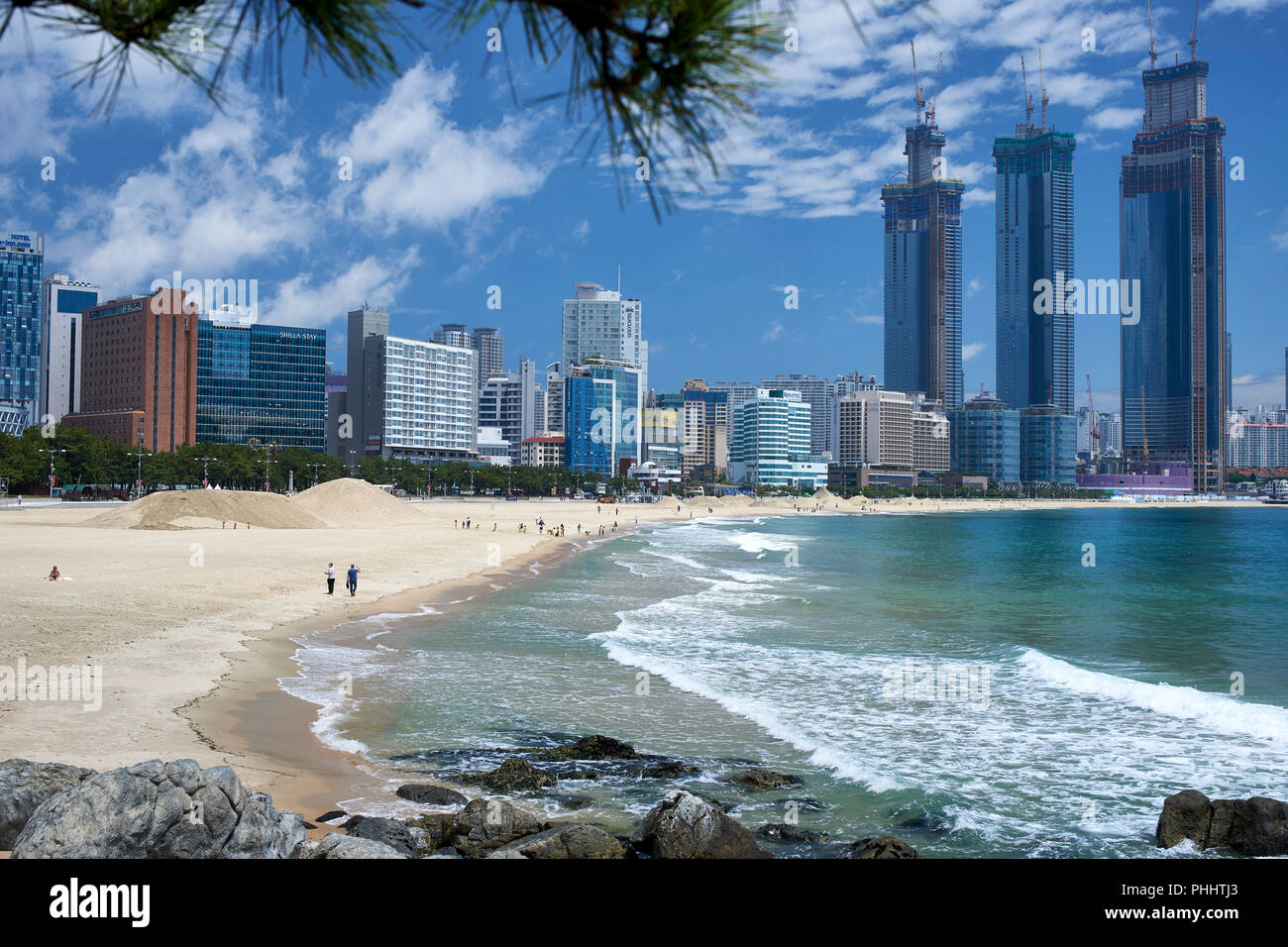 Haeundae Beach Busan Korea Sand Sculptures Visible In