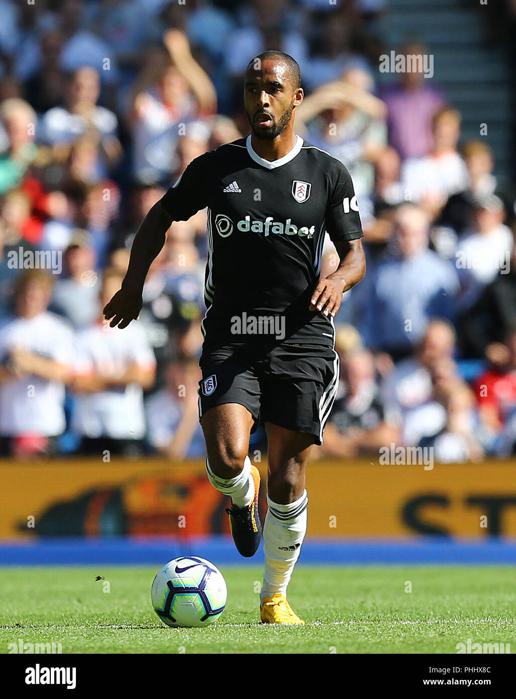 Fulham's Denis Odoi during the Premier League match at the AMEX Stadium, Brighton. PRESS ASSOCIATION Photo. Picture date: Saturday September 1, 2018. See PA story SOCCER Brighton. Photo credit should read: Gareth Fuller/PA Wire. RESTRICTIONS: No use with unauthorised audio, video, data, fixture lists, club/league logos or 'live' services. Online in-match use limited to 120 images, no video emulation. No use in betting, games or single club/league/player publications. Stock Photo