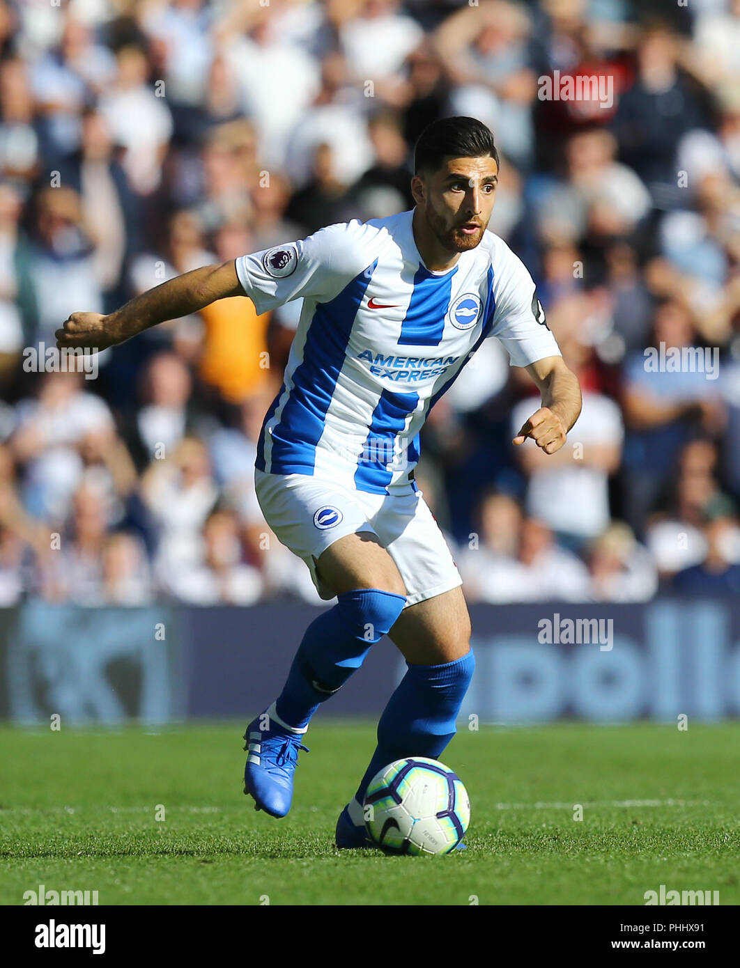 Brighton & Hove Albion's Alireza Jahanbakhsh during the Premier League match at the AMEX Stadium, Brighton. PRESS ASSOCIATION Photo. Picture date: Saturday September 1, 2018. See PA story SOCCER Brighton. Photo credit should read: Gareth Fuller/PA Wire. RESTRICTIONS: No use with unauthorised audio, video, data, fixture lists, club/league logos or 'live' services. Online in-match use limited to 120 images, no video emulation. No use in betting, games or single club/league/player publications. Stock Photo