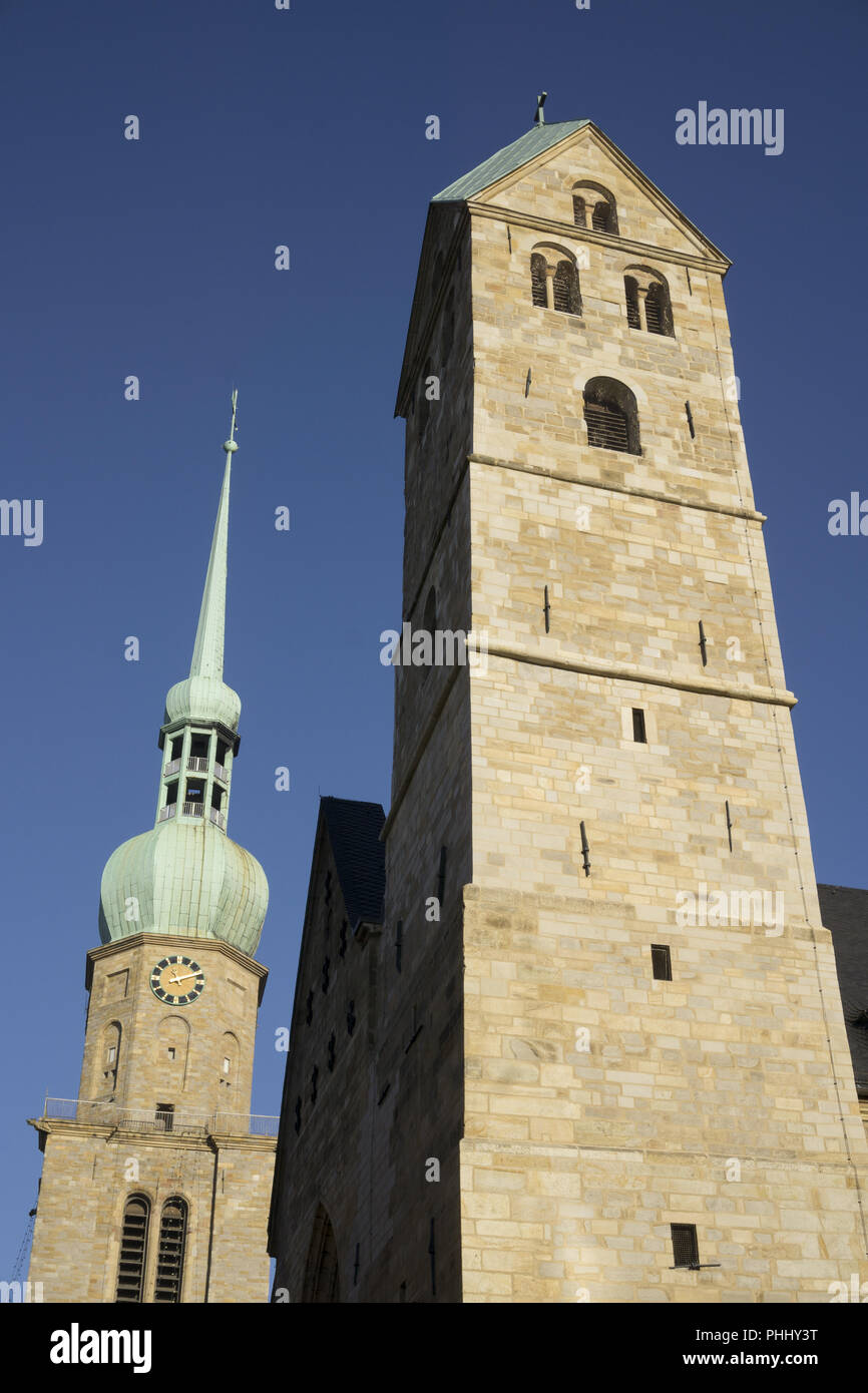 Tower of the curch St. Reinoldi and St. Marien Dortmund Stock Photo