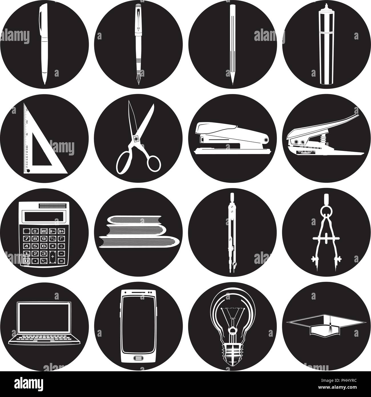 Stationery icon set vector office and school supplies stock vector