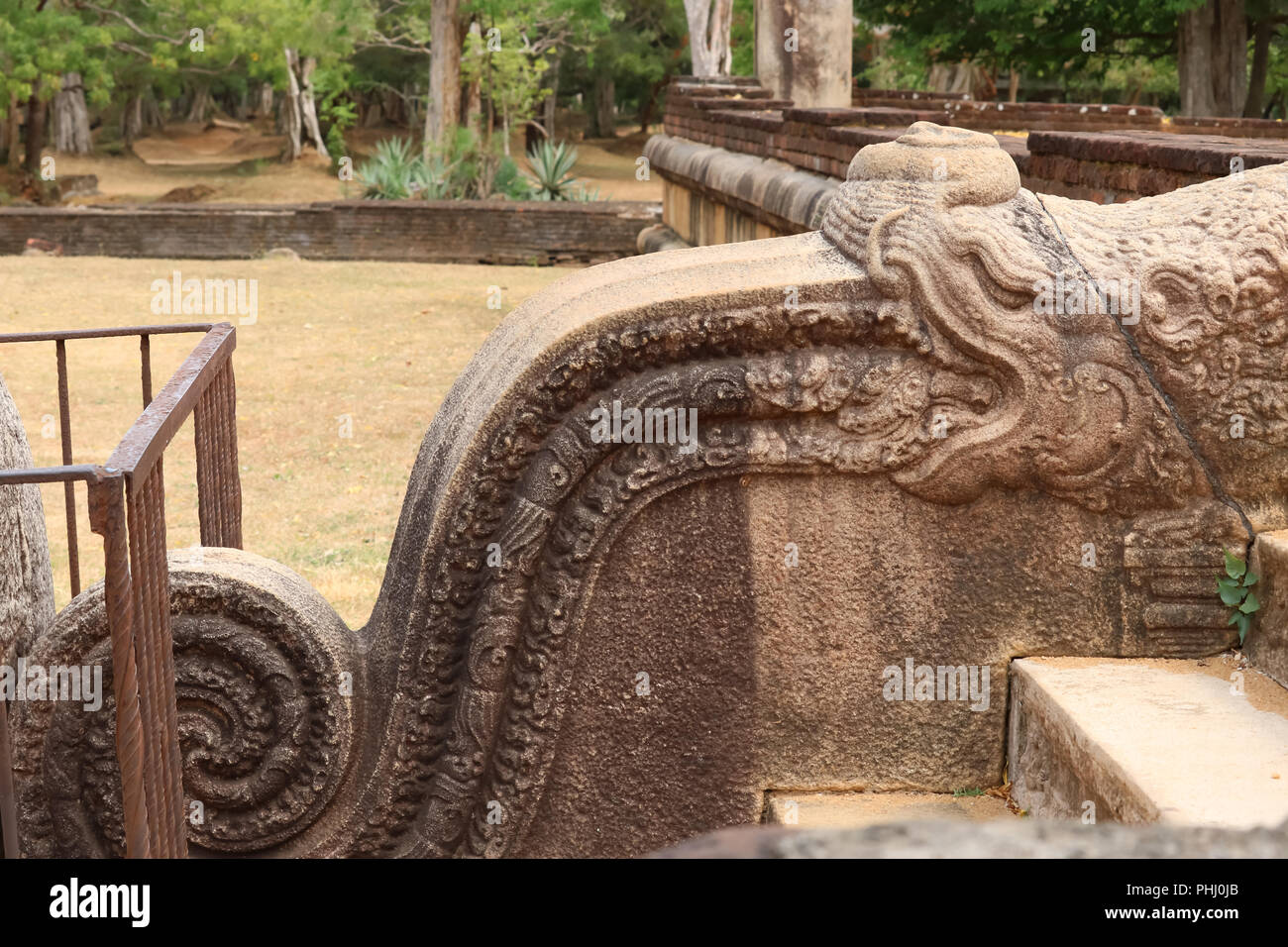 Korawakgala Dragon Stone Balustrades Stock Photo