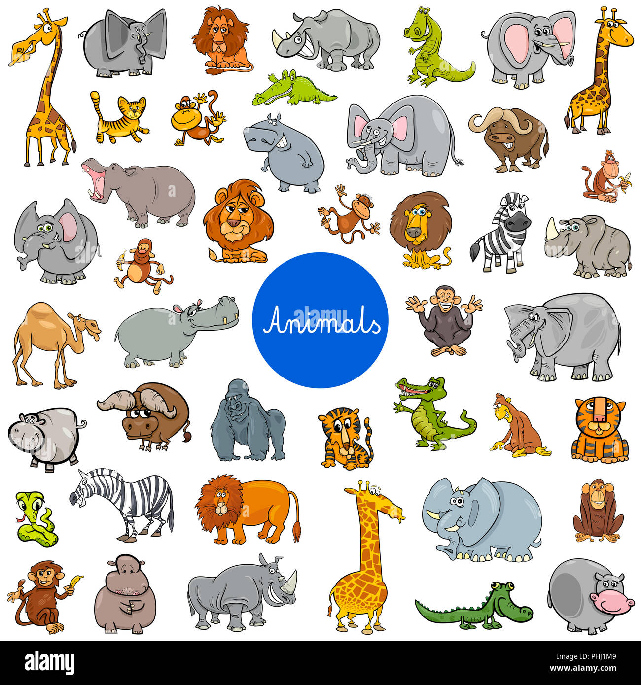 wild animal characters big set Stock Photo - Alamy
