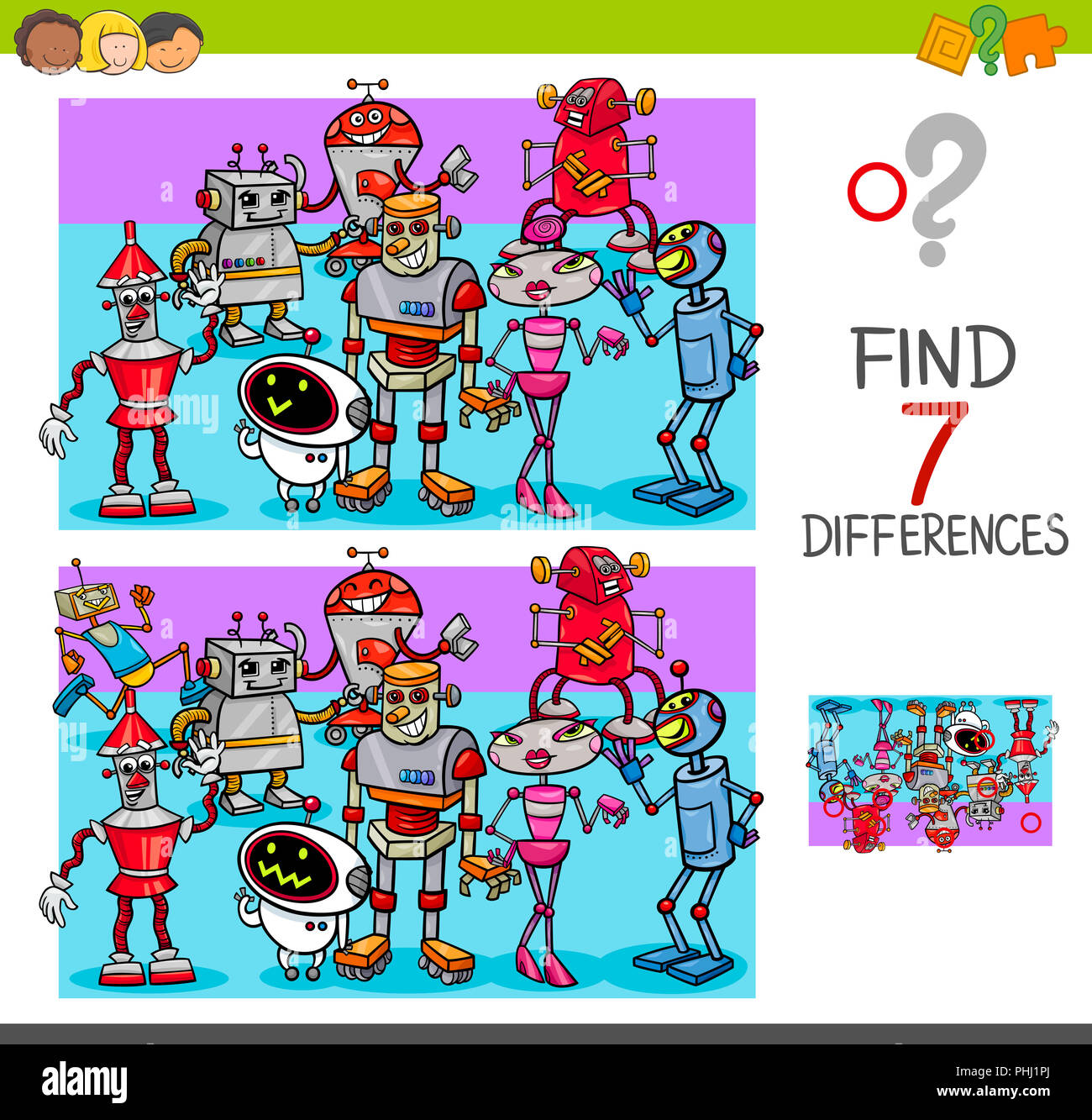 find differences with robot characters Stock Photo - Alamy