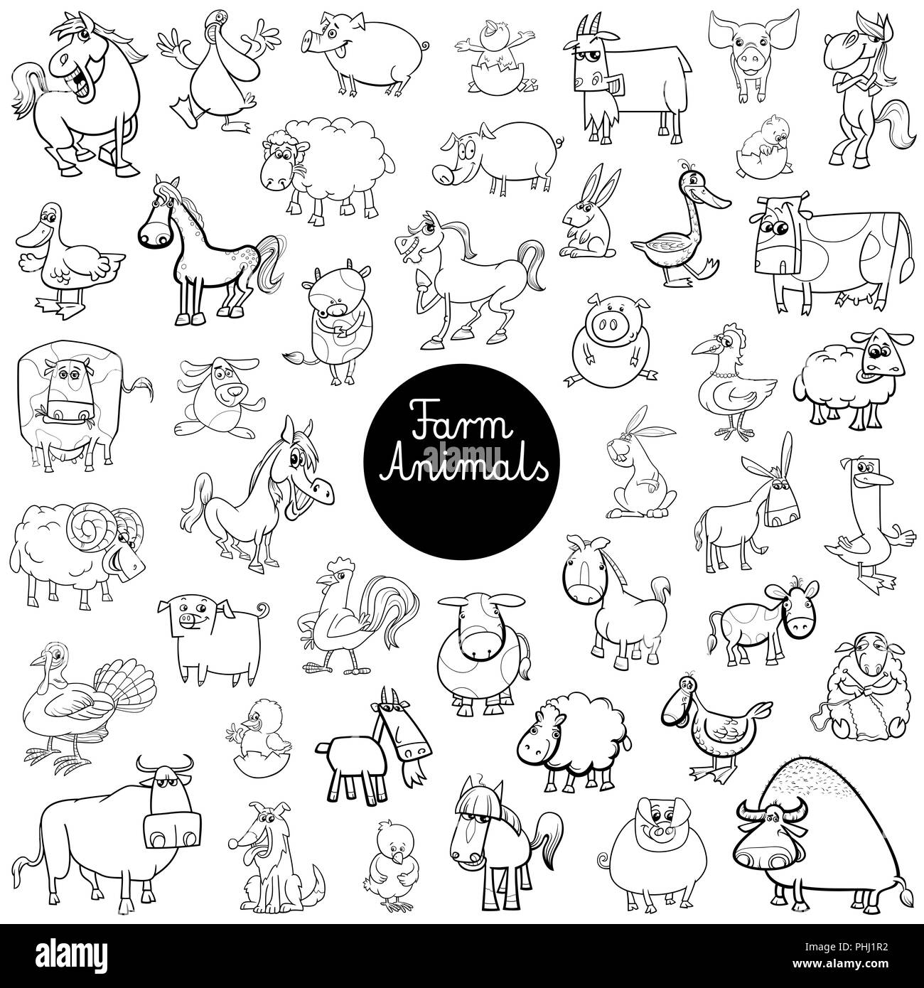 Black And White Drawings Of Farm Animals Cartoon Farm Animal