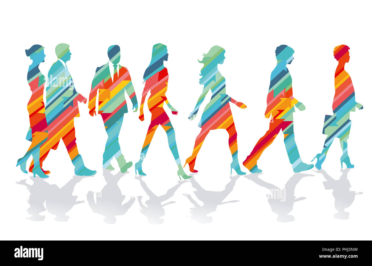 colorful group of people together, illustration Stock Photo