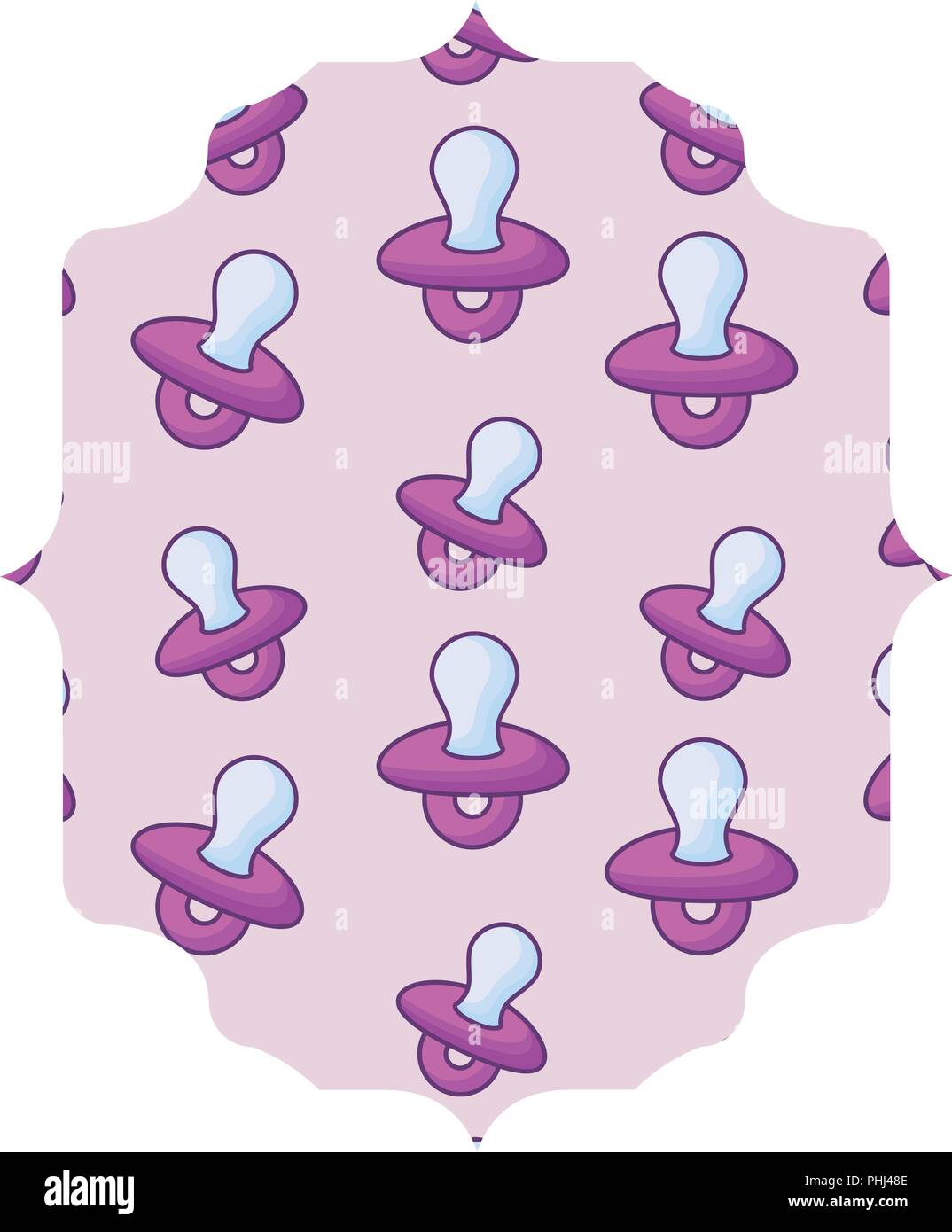 arabic frame with baby pacifier pattern over white background, vector