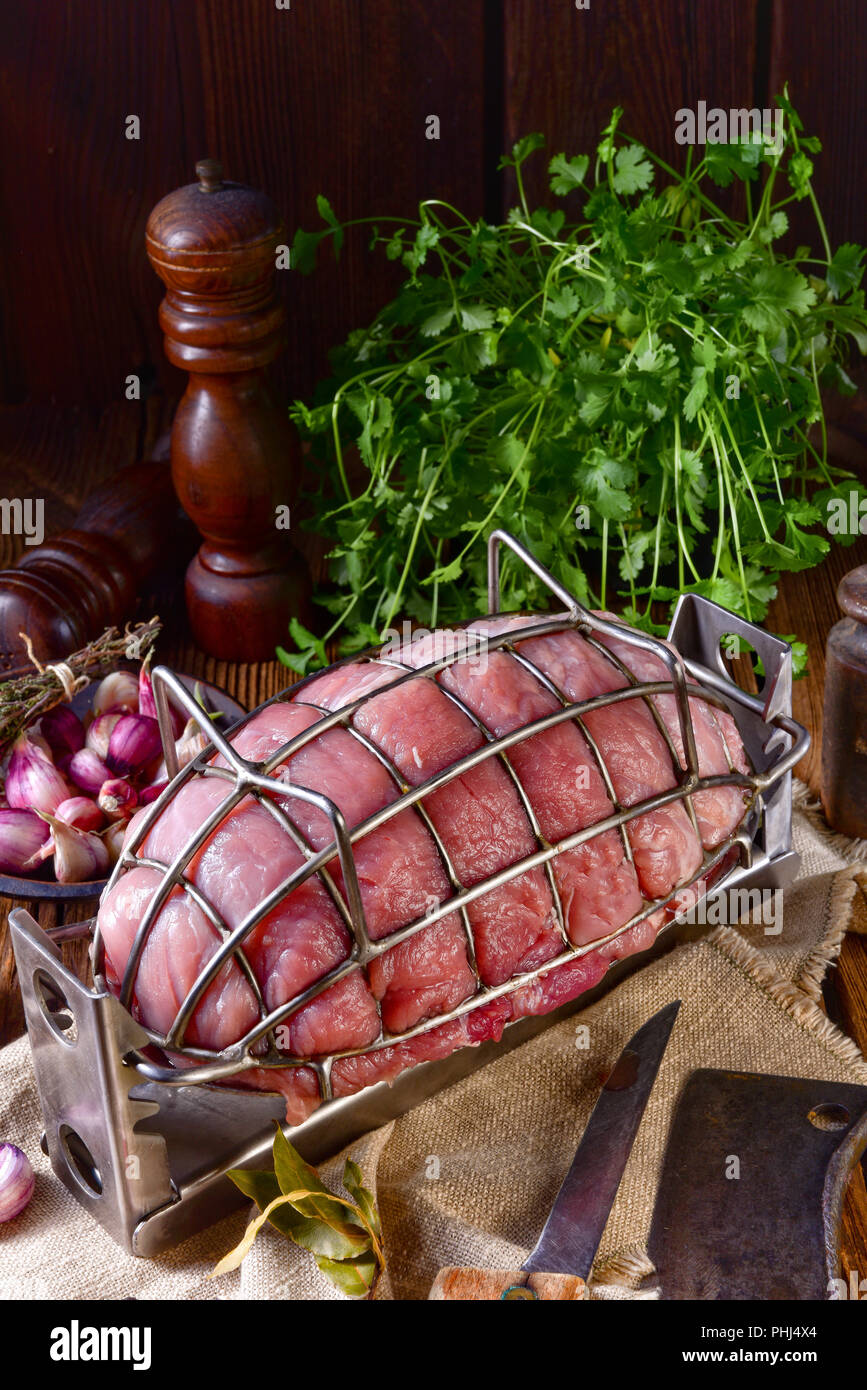pressure ham cooker with raw ham Stock Photo Alamy